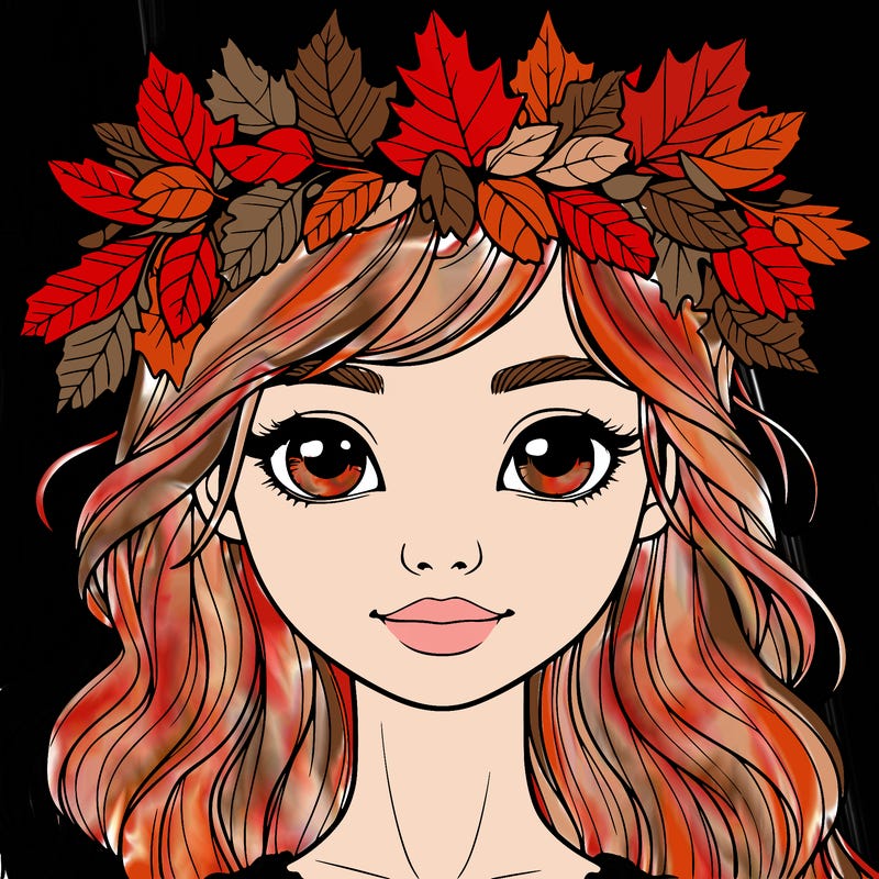 realistic girl with fall leaf crown