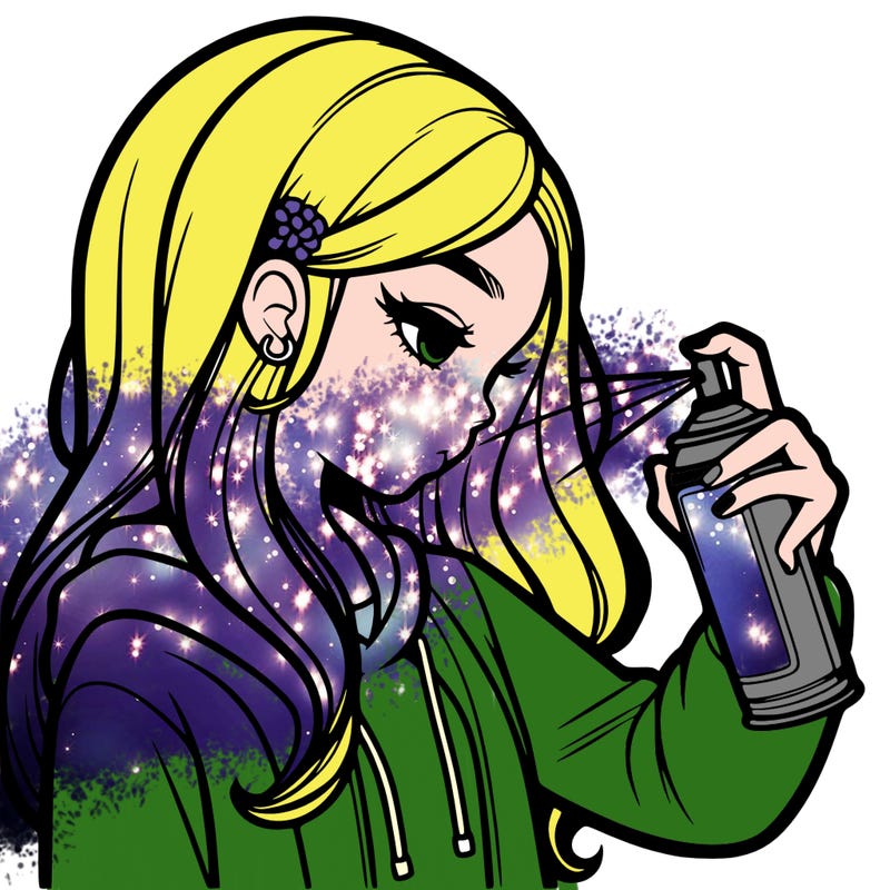 a realistic girl spray painting