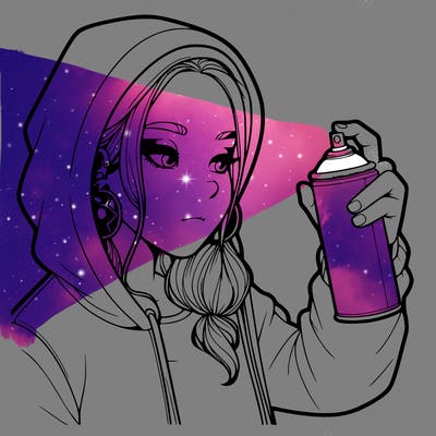 a realistic girl, spray painting