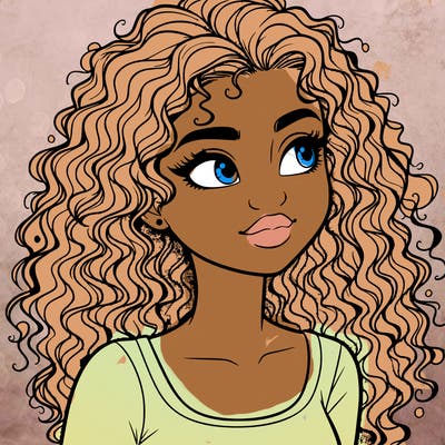 realistic girl with curly hair