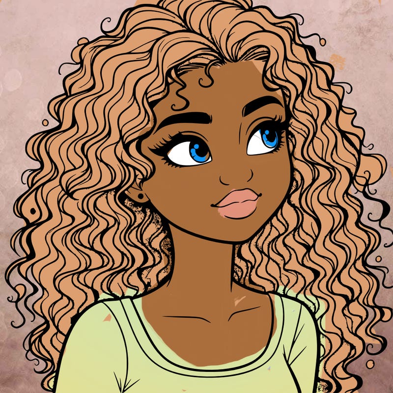 realistic girl with curly hair