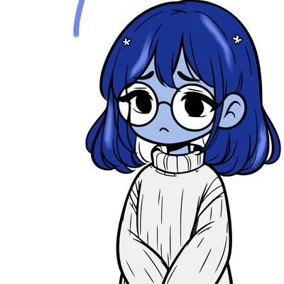 sad girl with glasses in a sweater