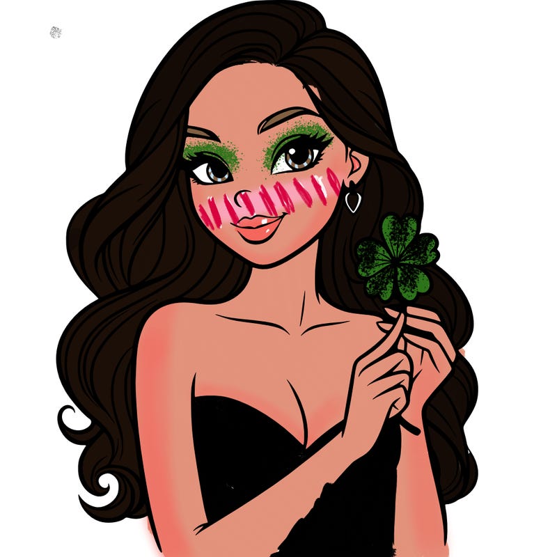 beautiful woman  carrying a clover