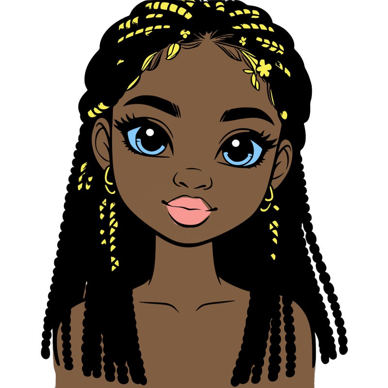a realistic black girl with braids