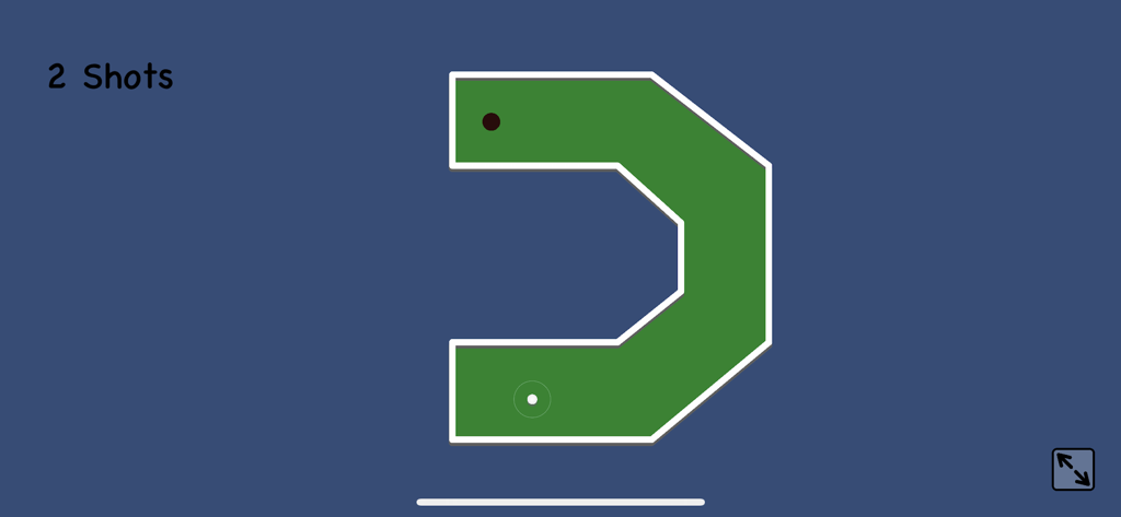 Relax Mini Golf - Um layout simples de campo de minigolfe verde com uma bola de golfe e um buraco em um fundo azul