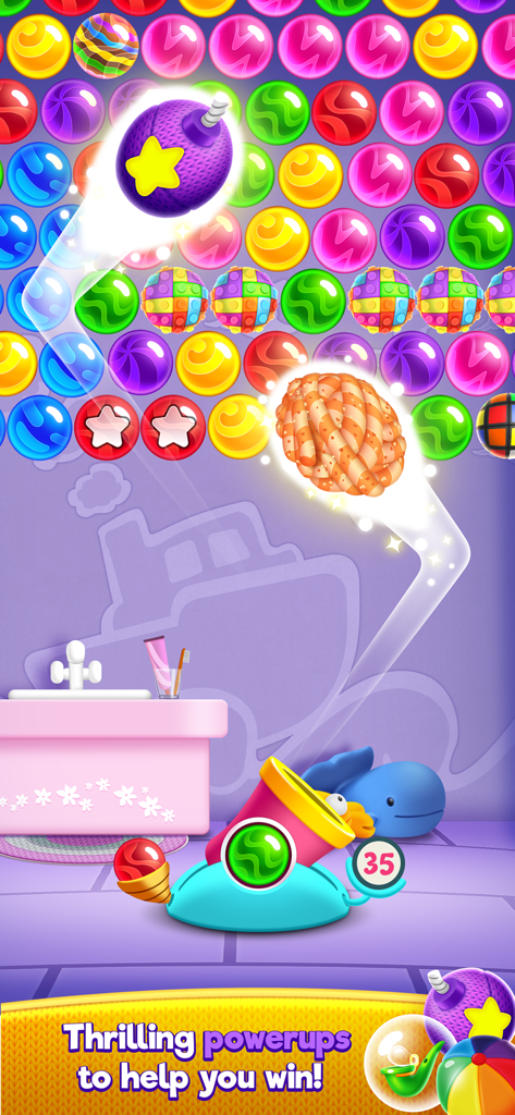 Bubble Shooter Game : Toys Pop - Gameplay of Bubble Shooter Toys Pop showcasing exciting powerups to clear bubbles.