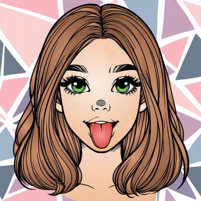 realistic girl with her tongue out