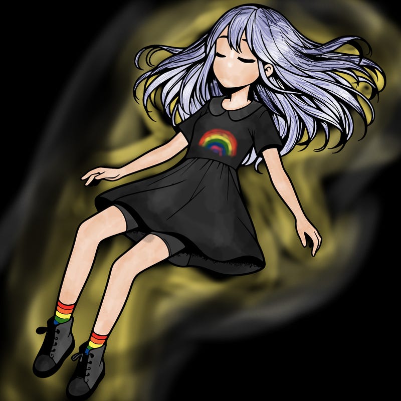 realistic girl floating