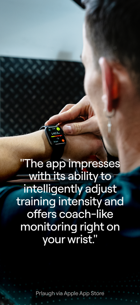 Enode - A man viewing his workout progress and intensity on the Enode app via an Apple Watch