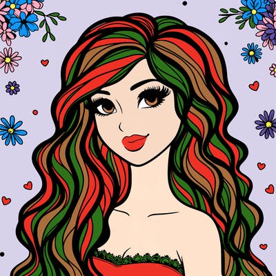 pretty woman with long wavy hair