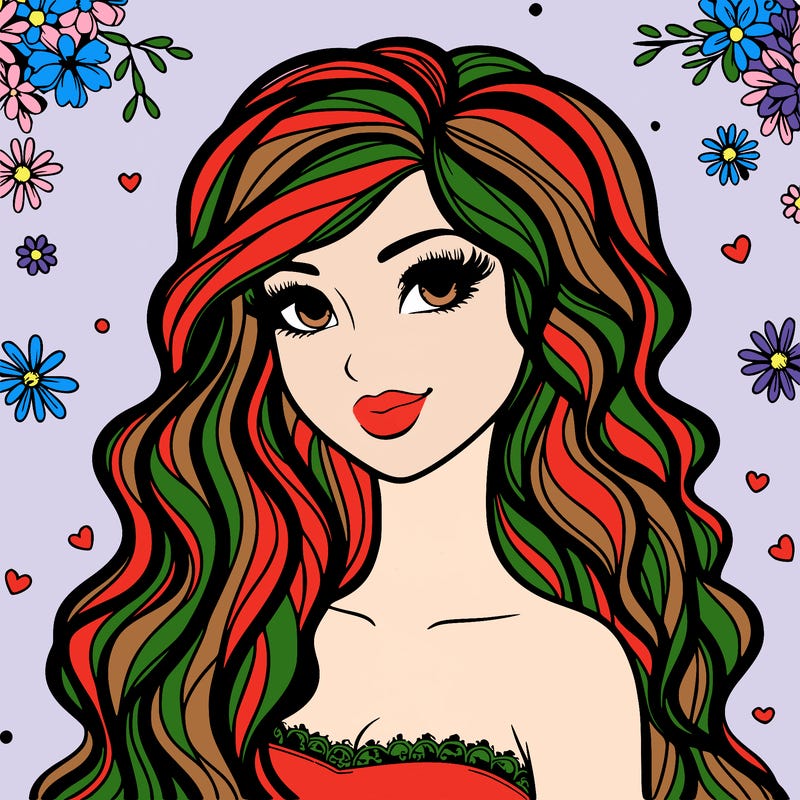 pretty woman with long wavy hair