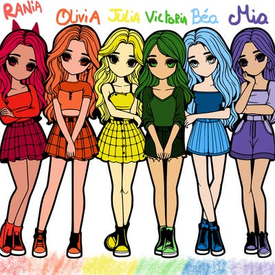 a group of girls realistic