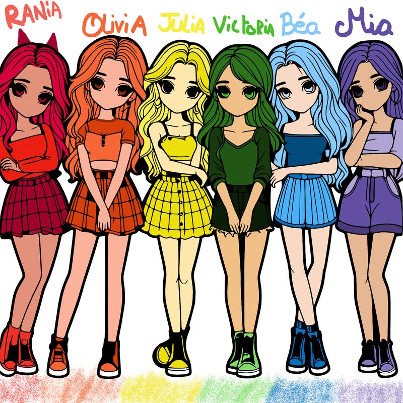 a group of girls realistic