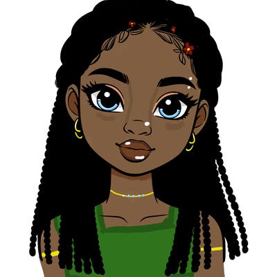 a realistic black girl with braids