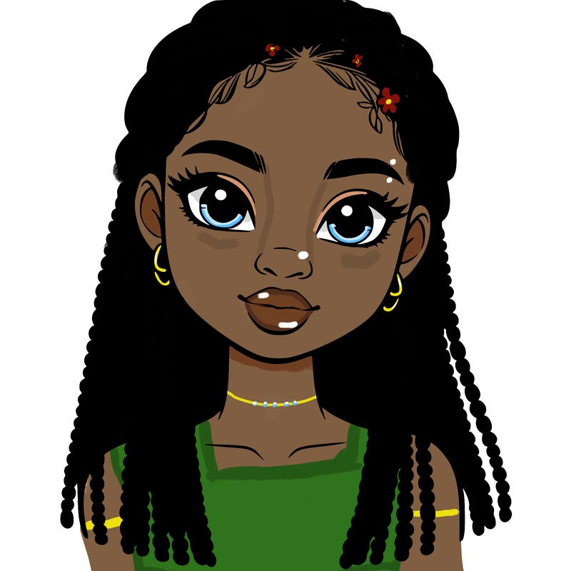 a realistic black girl with braids