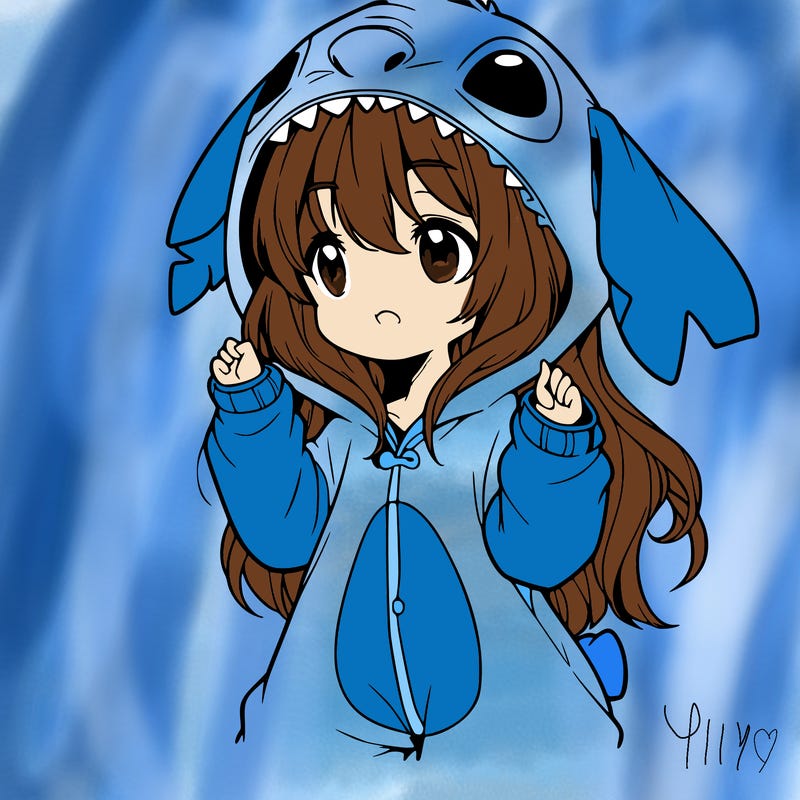 anime girl in a stitch onsie