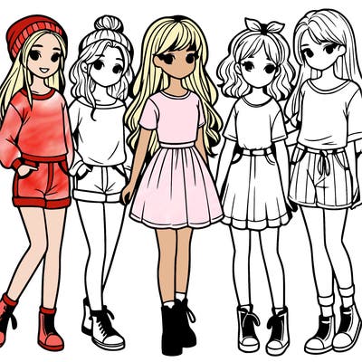 a group of five girls