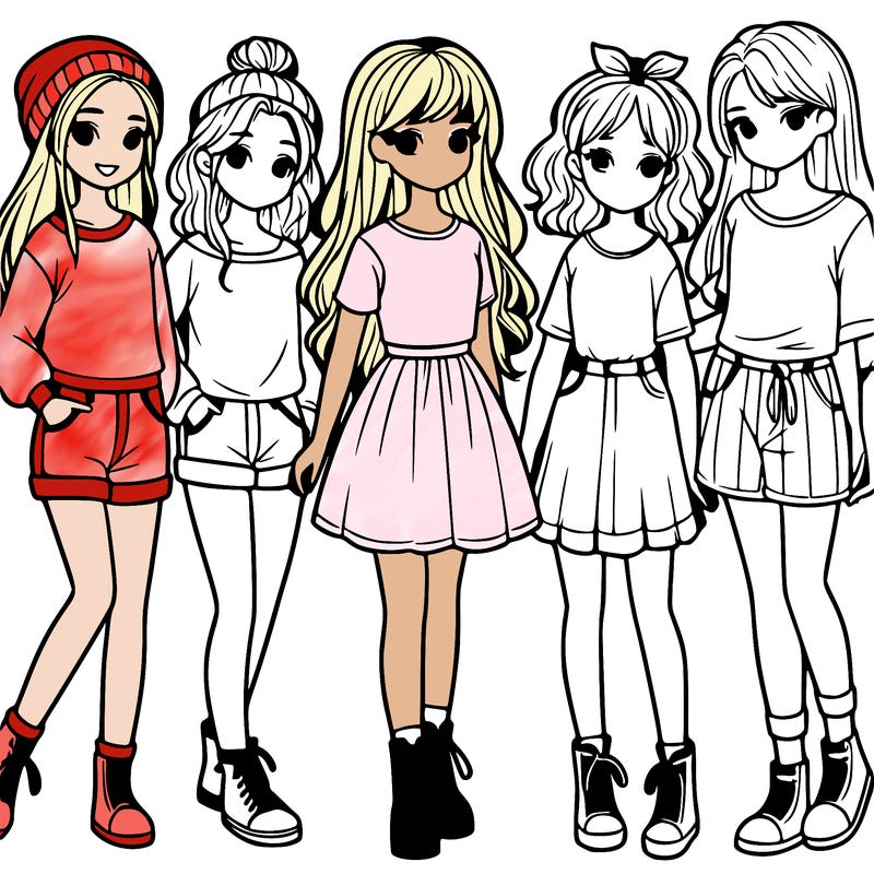 a group of five girls