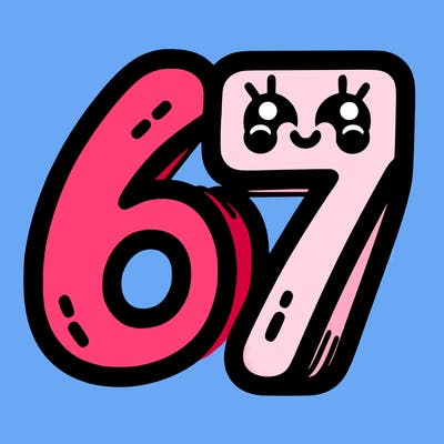 the numbers 67