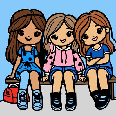 three girls hanging out
