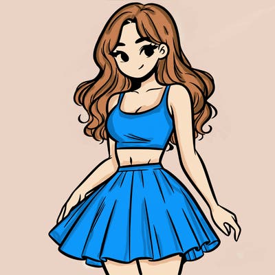 woman in a skirt and crop top