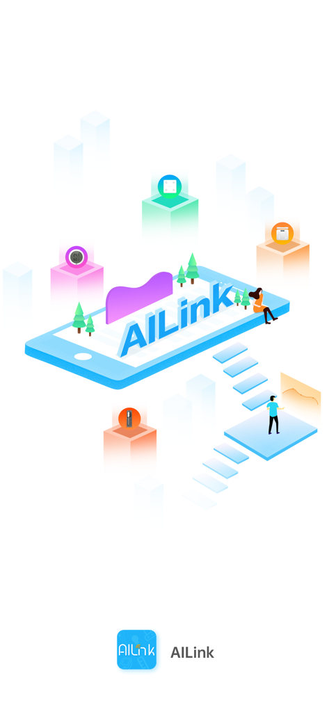 AiLink - AiLink app splash screen showing smart health hardware integration and data tracking