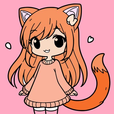 girl with cat ears and tail