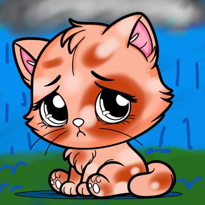 a sad kitten
