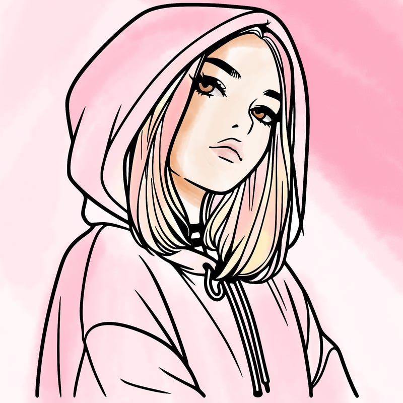 a realistic girl in a hoodie