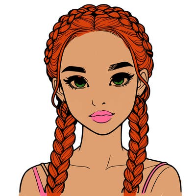realistic girl with braids