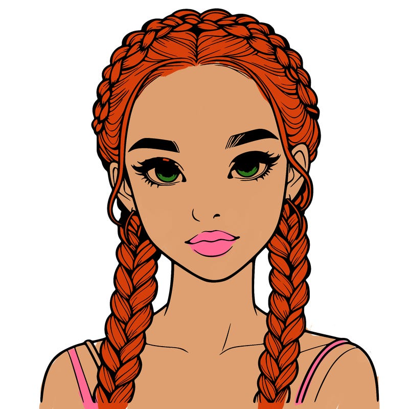 realistic girl with braids