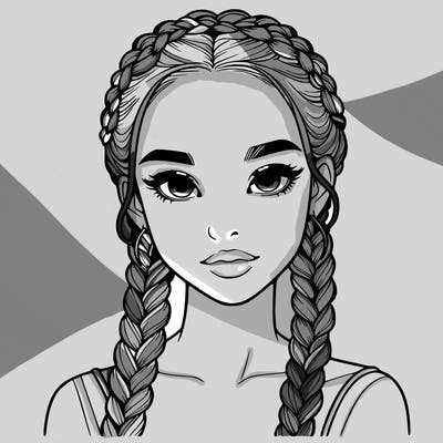 realistic girl with braids