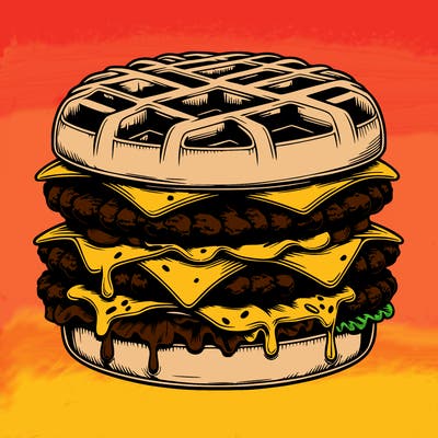 realistic waffle burger