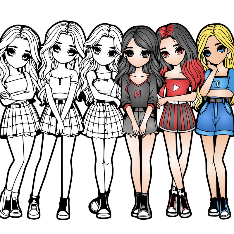 a group of girls realistic