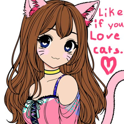 realistic girl with cat ears and a cat tail