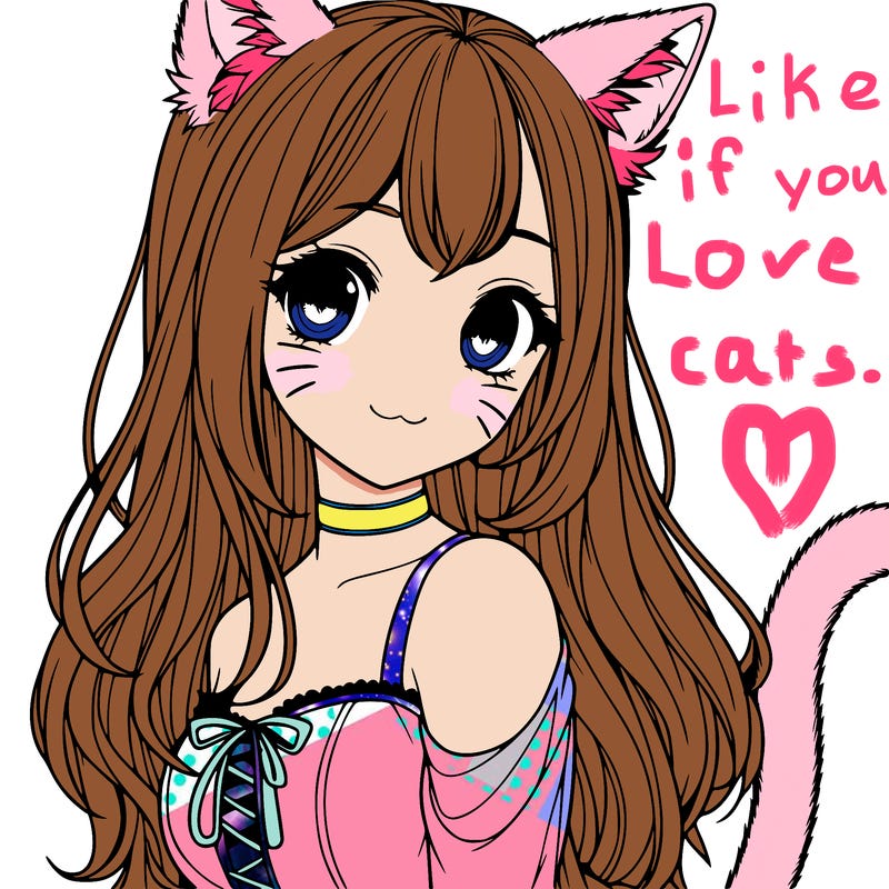 realistic girl with cat ears and a cat tail