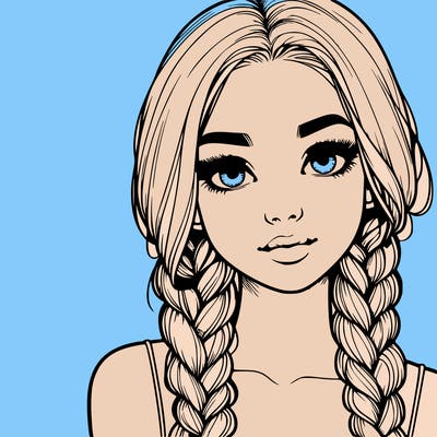 realistic girl with braids
