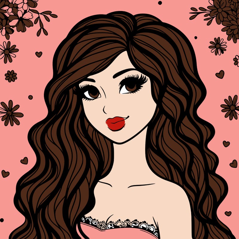 pretty woman with long wavy hair