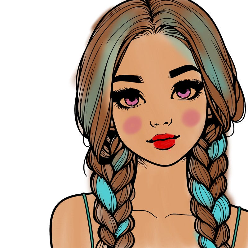 realistic girl with braids