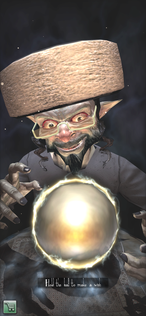 The Amazing Fortune Teller 3D - Un personaje místico en 3D con una bola de cristal brillante en una aplicación de adivinación.