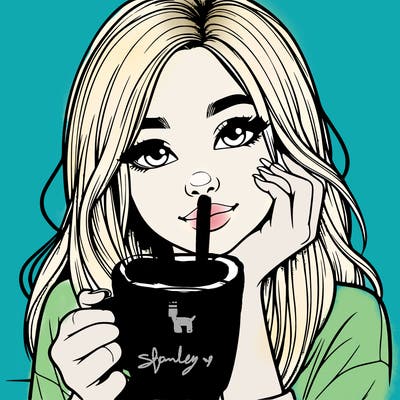 realistic girl with a cup of coffee