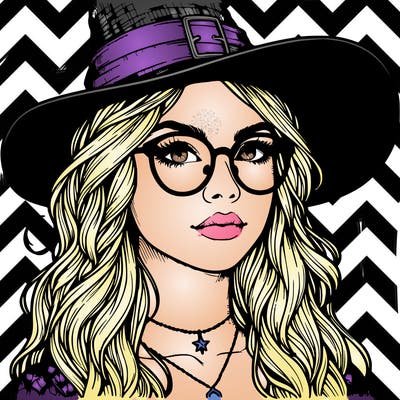 a witch with glasses realistic