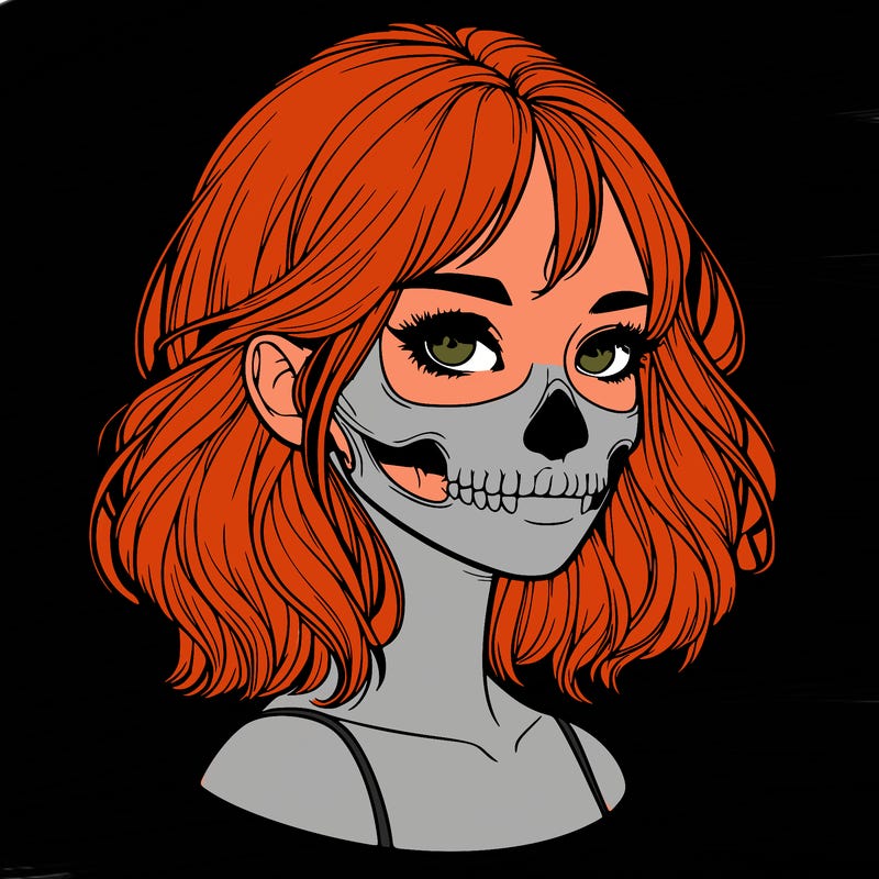 realistic girl with skull