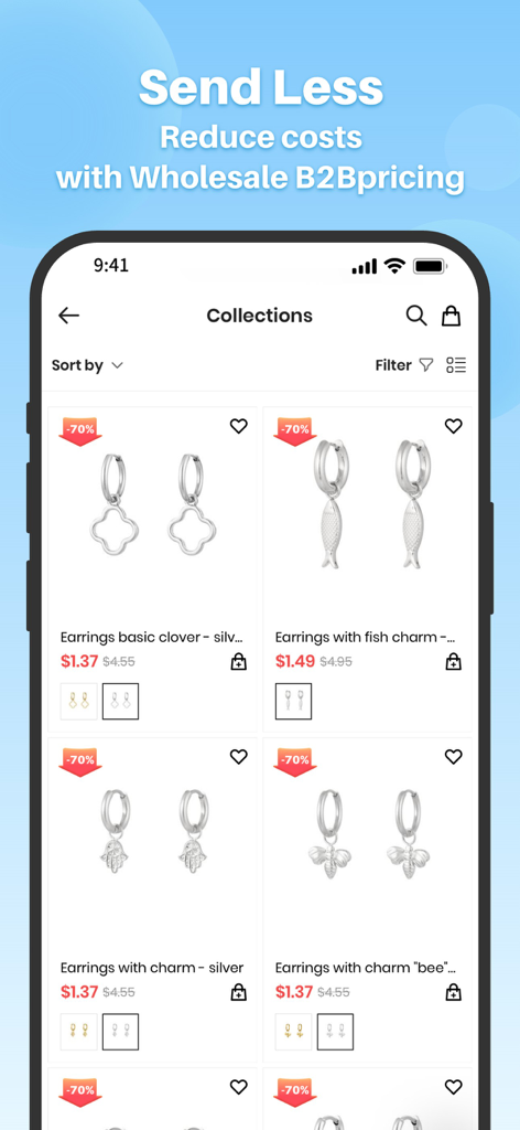 SHINE-BUY - La aplicación SHINE-BUY muestra colecciones de joyería al por mayor con pendientes con descuento