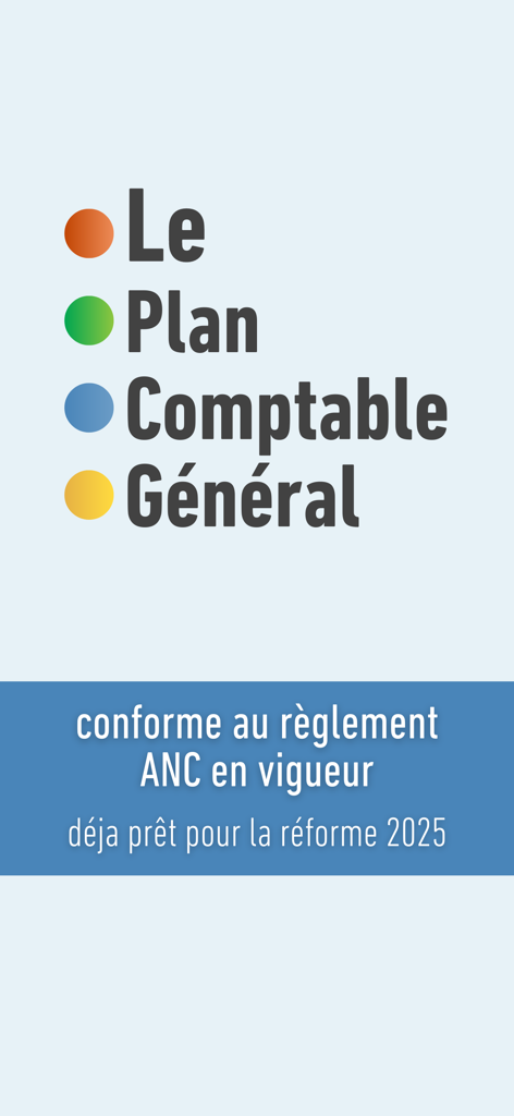 Plan Comptable Général France - Plan Comptable General France app splash screen displaying ANC compliance and readiness for the 2025 reform