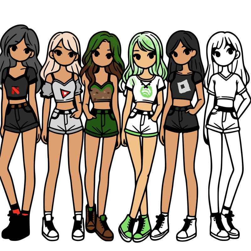 a group of girls wearing crop tops and shorts