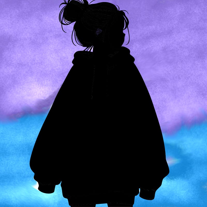 realistic girl with a oversized sweatshirt on and a bun