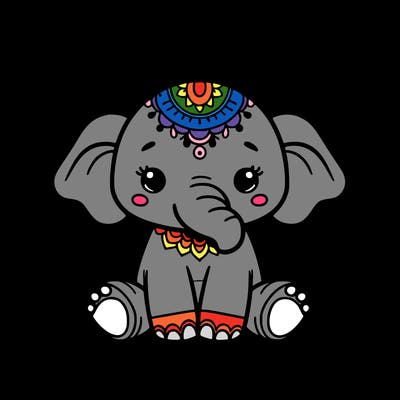 cute baby elephant animal mandala