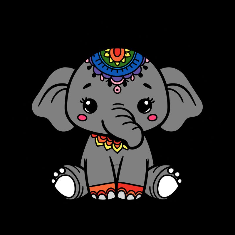 cute baby elephant animal mandala
