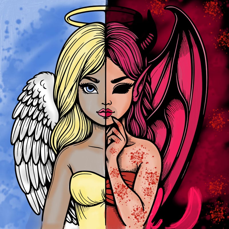 realistic angel half demon